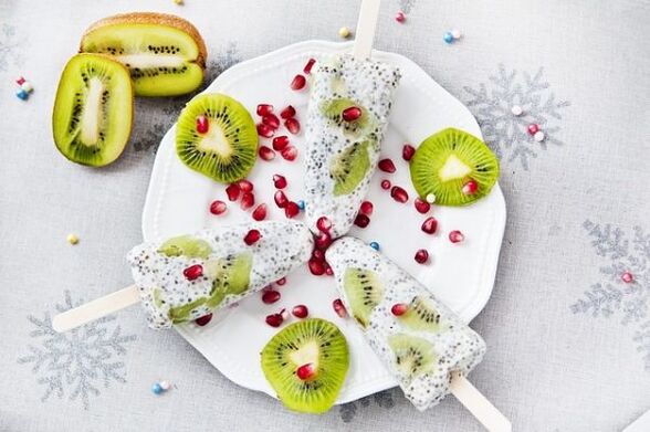 helado de kiwi y semillas de chía para tu dieta favorita